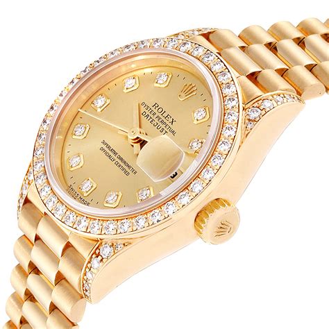 rolex damen gold president armband|gold rolex ladies watches.